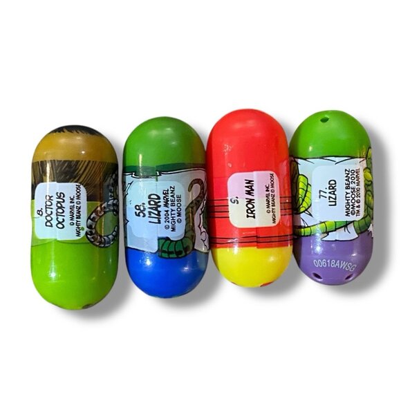 Mighty Beanz Marvel Lot #9 Iron Man #8 Dr Octopus #58 & #77 Lizard 2003 Moose - Picture 3 of 3